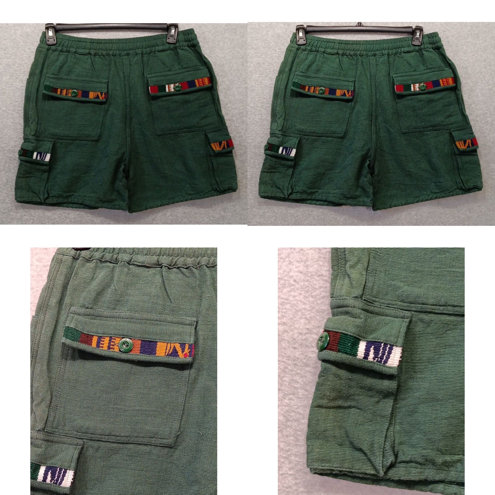 Vintage ARTES TIPICAS TECUM Pants Unisex Adults L Green 100% Cotton Canvas Wide-Leg Embroidered Pockets Adjustable Waist Size 36" / US 14 / IT 50 - 8 Thumbnail