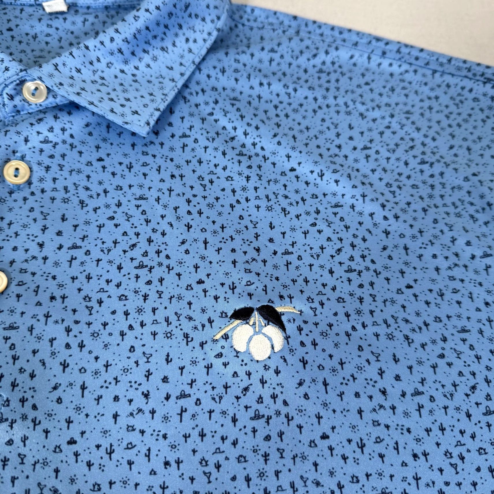 Peter Millar Peter Millar Polo Shirt Mens 2XL Blue Summer Comfort Cactus Print Golf Desert Size US XXL / EU 58 / 5 - 3 Thumbnail
