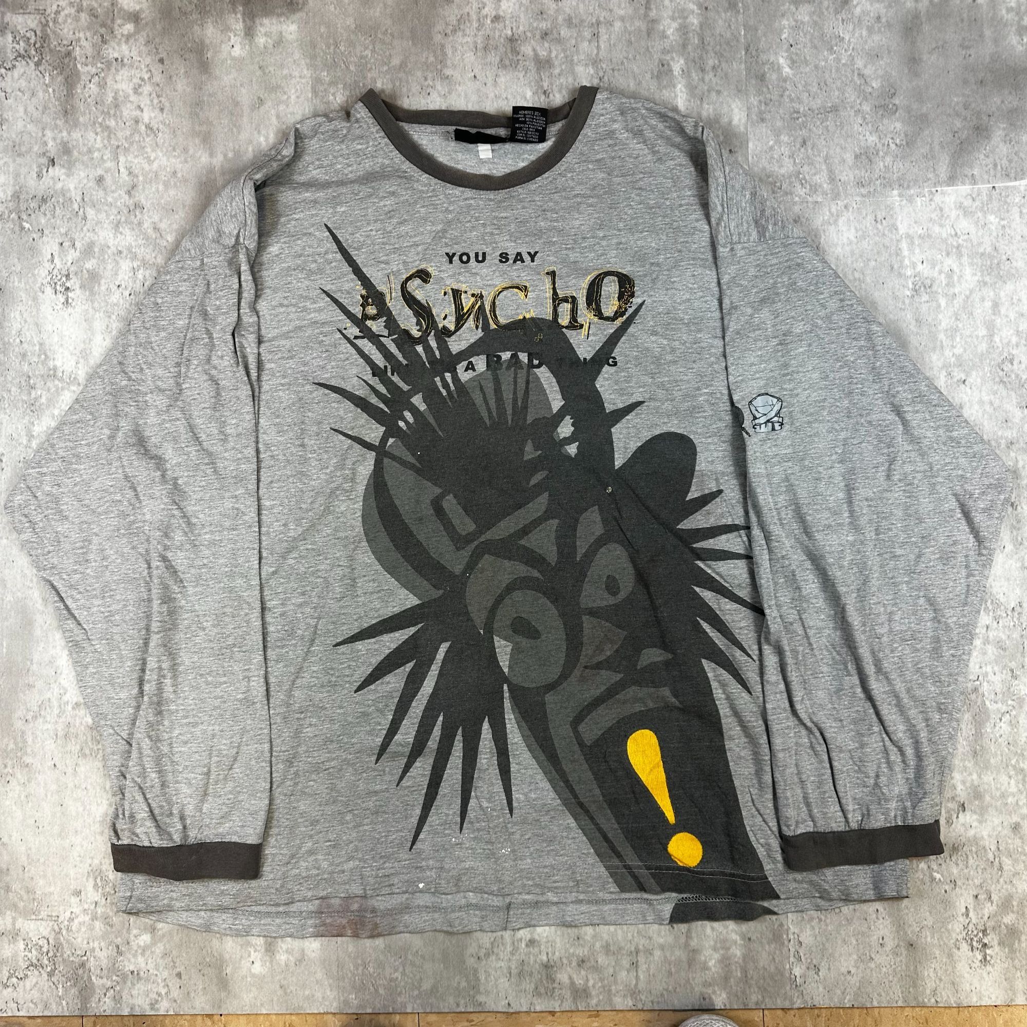 Vintage No Boundaries Mens 2XL Long Sleeve Graphic Tee Gray Psycho P Size US XXL / EU 58 / 5 - 1 Thumbnail