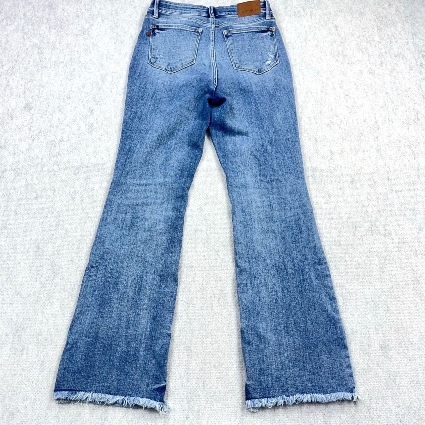 Vintage Judy Blue Jeans Women Bootcut 28 Blue Denim Distressed Stretch 5-Pocket Pocketed Regular Mid Rise Size 28" / US 6 / IT 42 - 2 Thumbnail