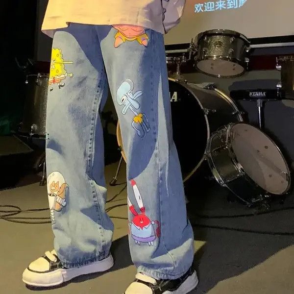 VIBE Straight Cartoon Streetwear Jeans Sponge Bob Hip Hop Style Size US 30 / EU 46 - 1 Thumbnail