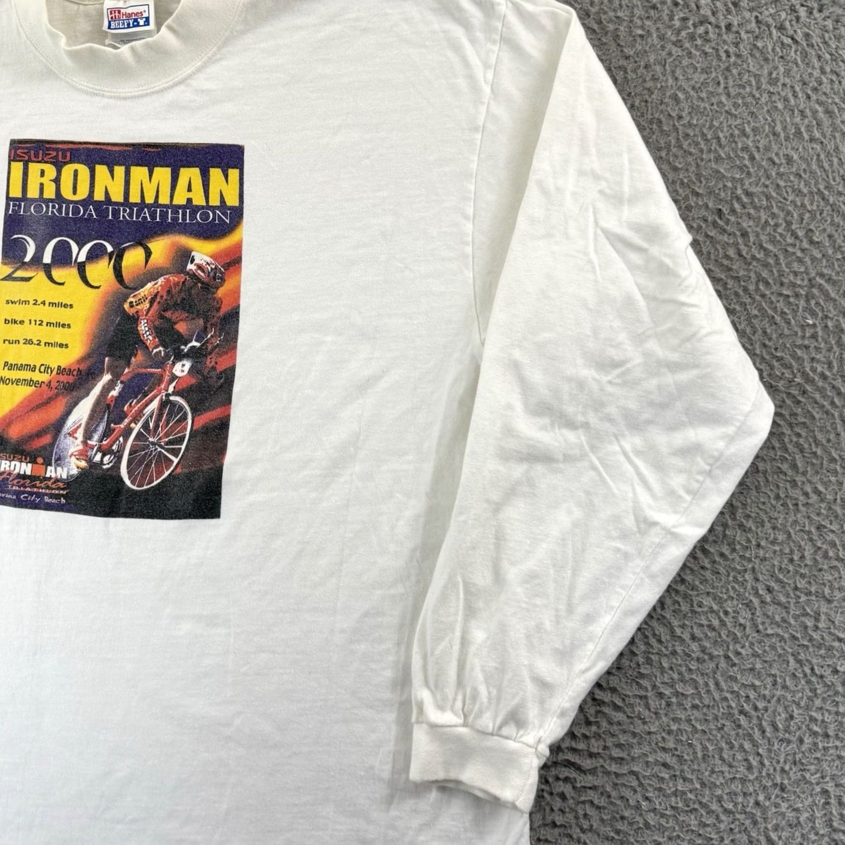 Hanes VINTAGE Hanes Beefy-T Ironman Triathlon Shirt Mens XL White Short Sleeve Crew Neck 90s USA Racing Size US XL / EU 56 / 4 - 5 Thumbnail