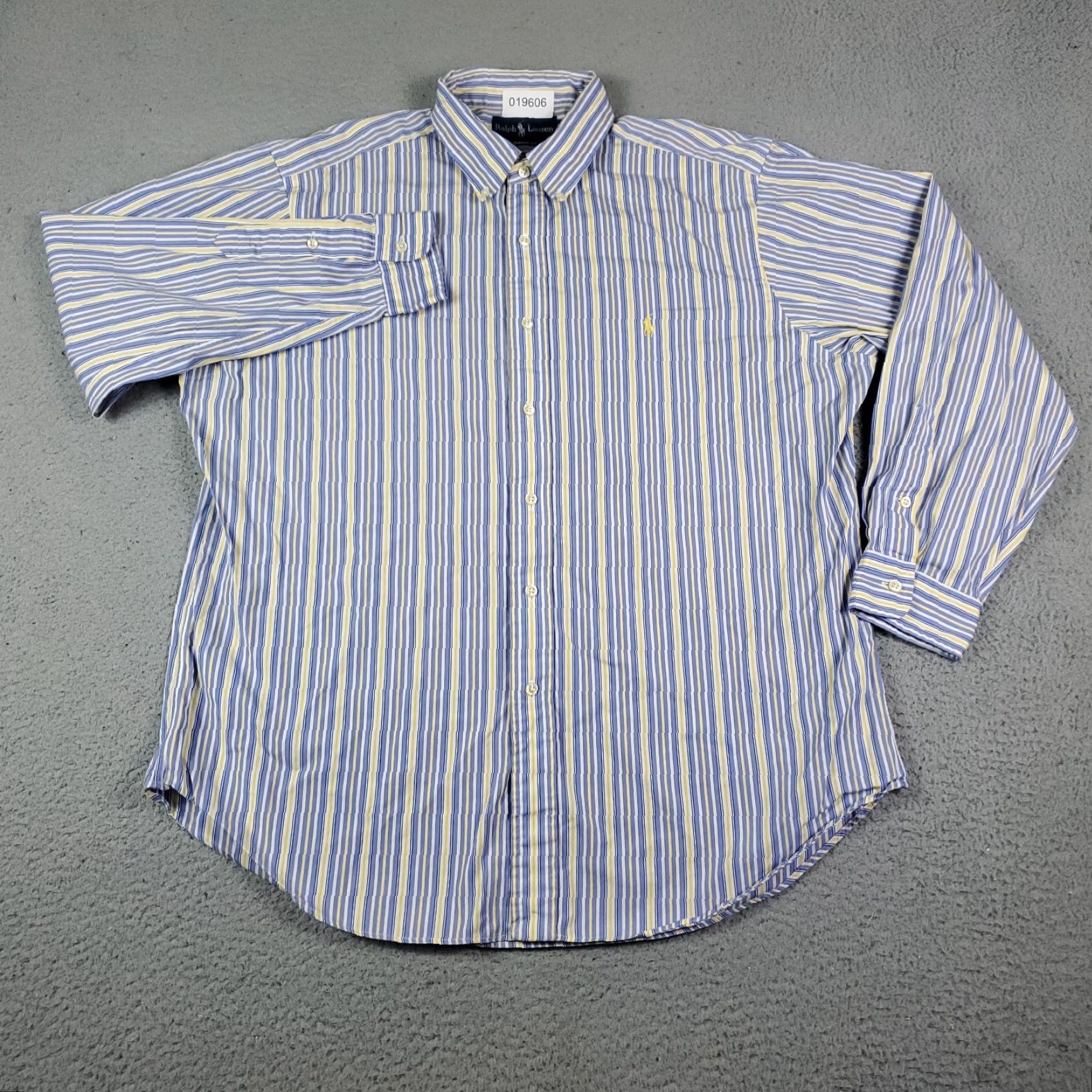 Ralph Lauren Ralph Lauren Shirt Mens 17 Blue Striped Classic Fit Dress Button-Up Long Sleeve Cotton Dress Shirt 17in Neck Blue Mens Regular 90s Classic Size 46R - 3 Thumbnail