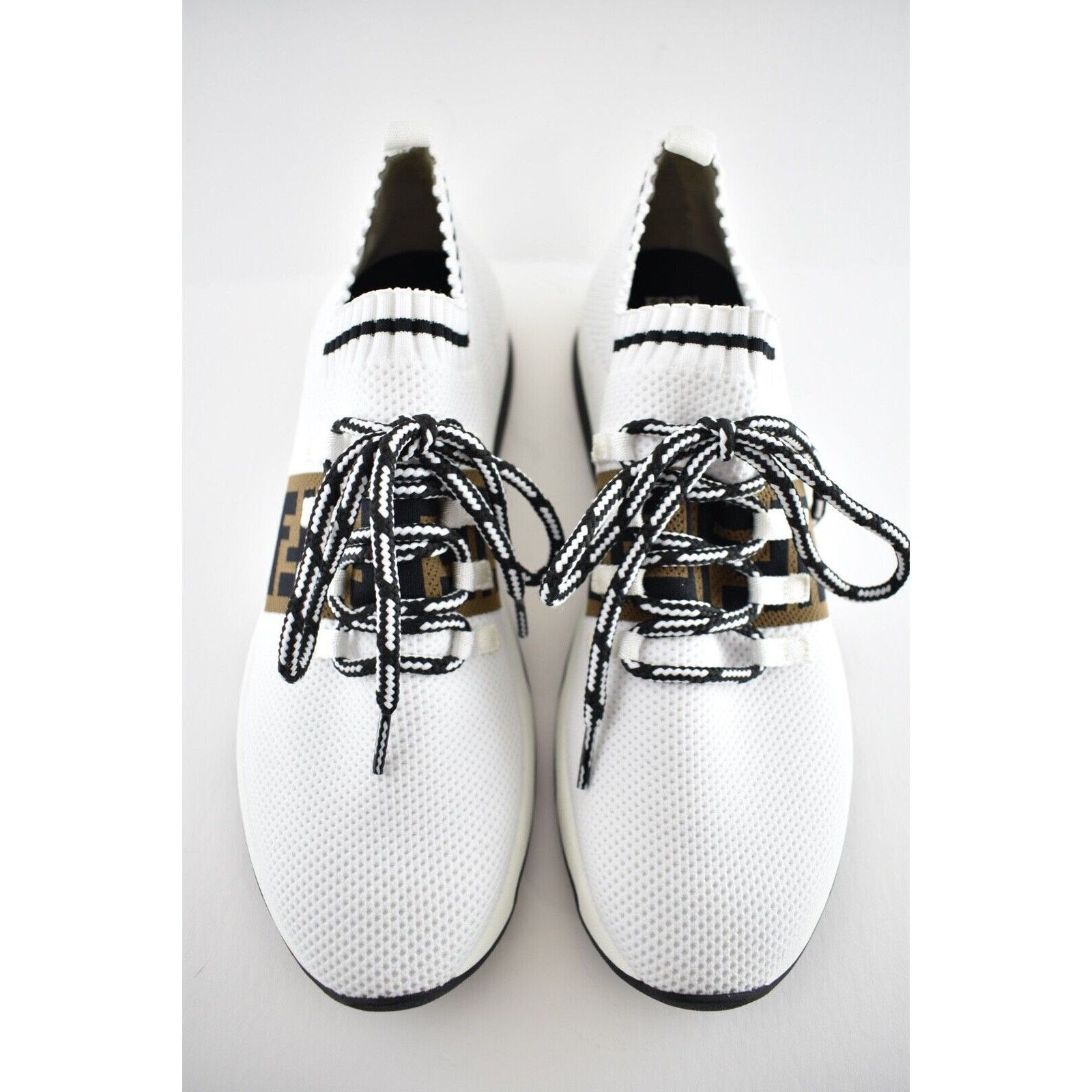 Fendi Fendi FF Knit White Sock Brown Black Logo Low Top Sneaker 41 Size US 11 / IT 41 - 8 Thumbnail
