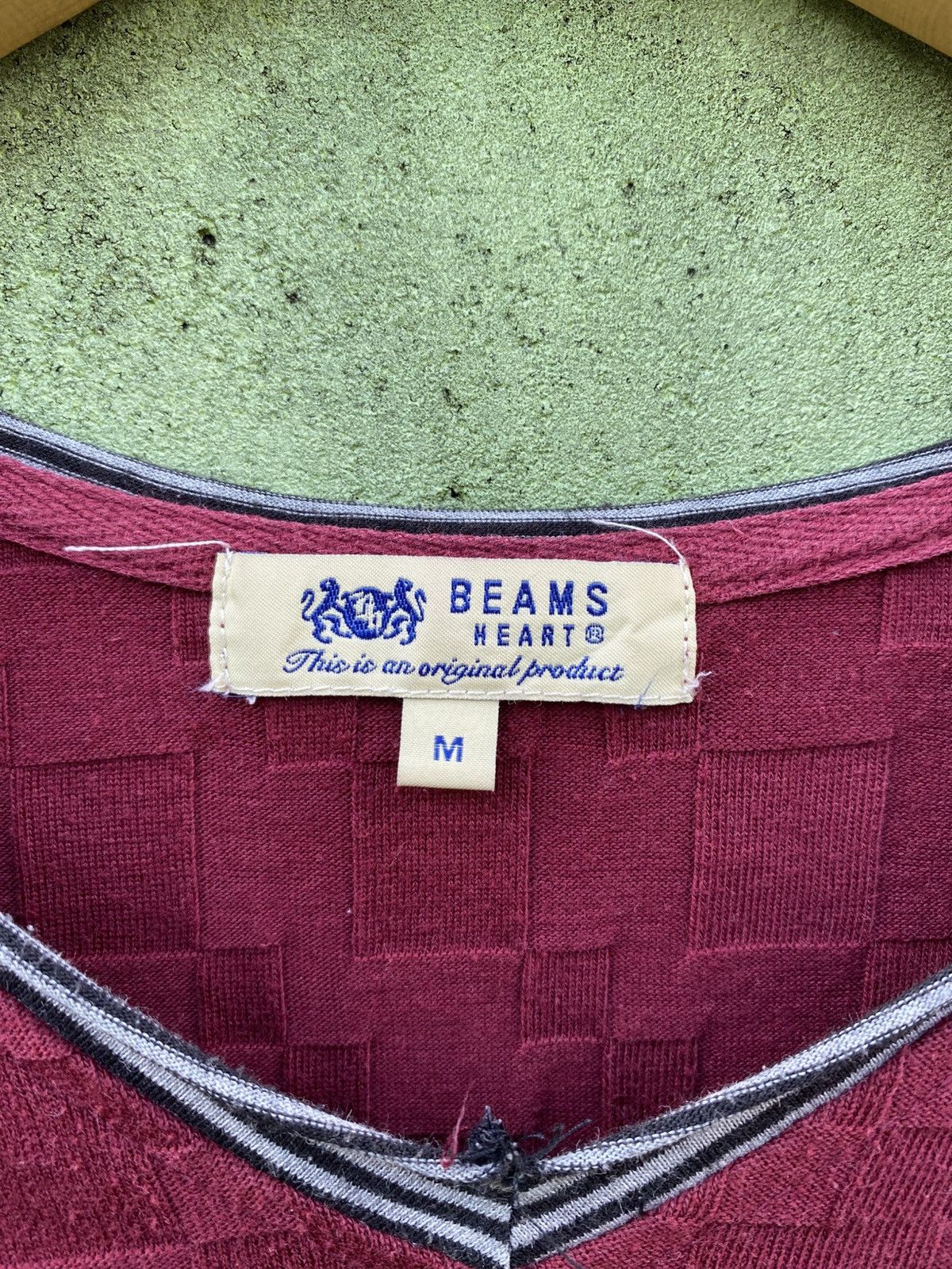 Japanese Brand Beams Heart Burgundy Textured Long Sleeve Japanese Vintage Size US M / EU 48-50 / 2 - 7 Thumbnail