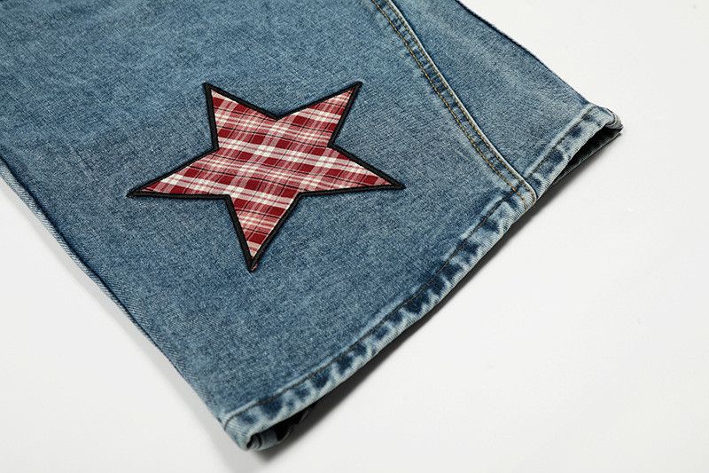 Jean American Retro Star-Embroidered Curved-Leg Jeans Size US 32 / EU 48 - 5 Thumbnail