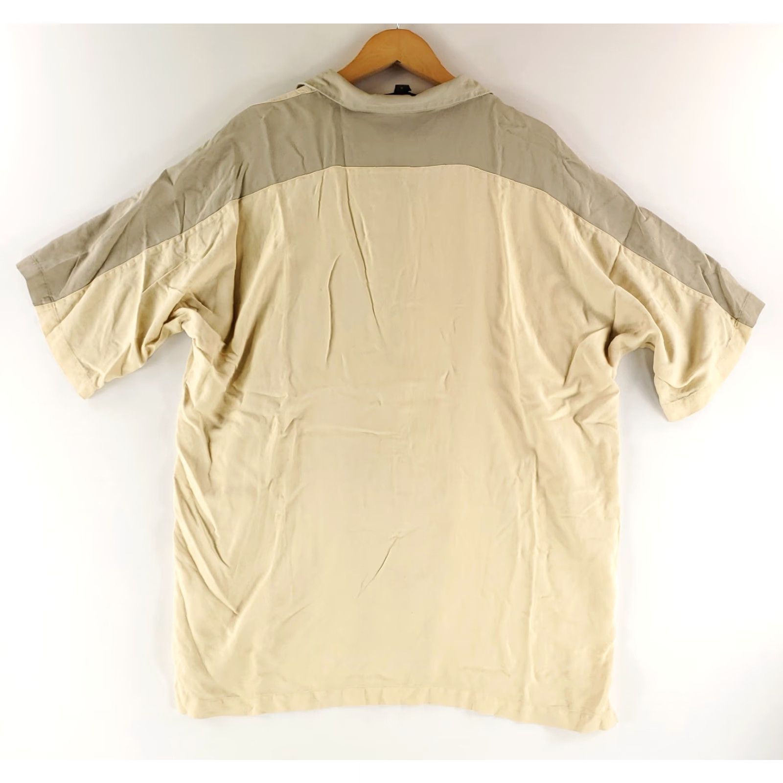 Nat Nast Nat Nast 100% Silk Bowling Shirt Button Up Tan Loop Collar Pocket Mens XL Multicolor Short Sleeve Size US XL / EU 56 / 4 - 4 Thumbnail