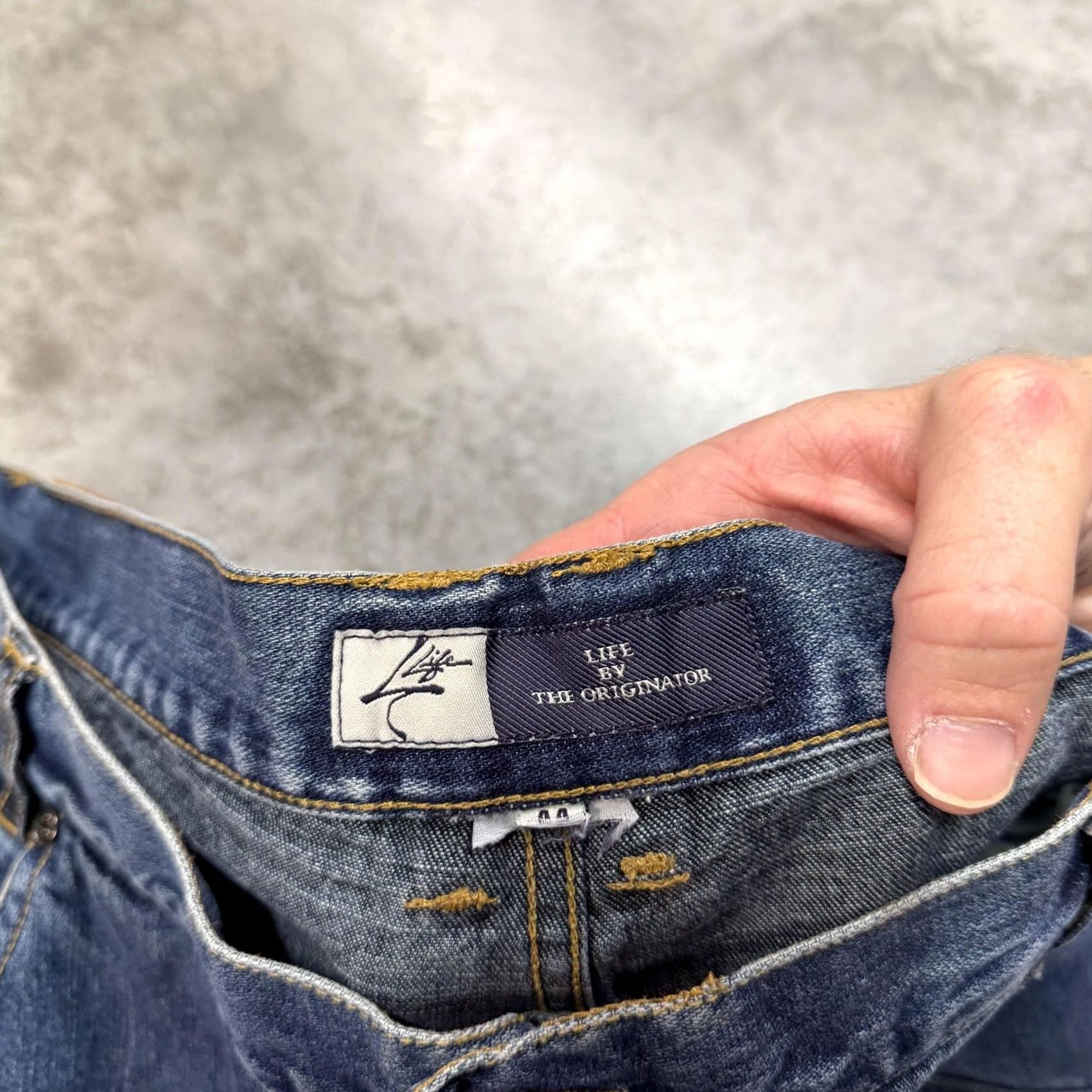 Karl Kani Karl Kani Jeans Mens 44x30 Blue Medium Wash Wide-Leg Patchwork Hip Hop Denim Shirt? Size US 44 / EU 60 - 3 Thumbnail