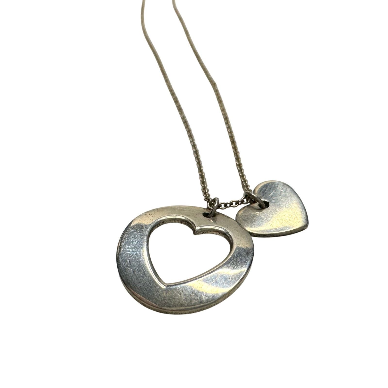 Tiffany & Co. Tiffany & Co. 2 Heart Necklace Stencil Heart w Cutout Heart Size ONE SIZE - 2 Thumbnail