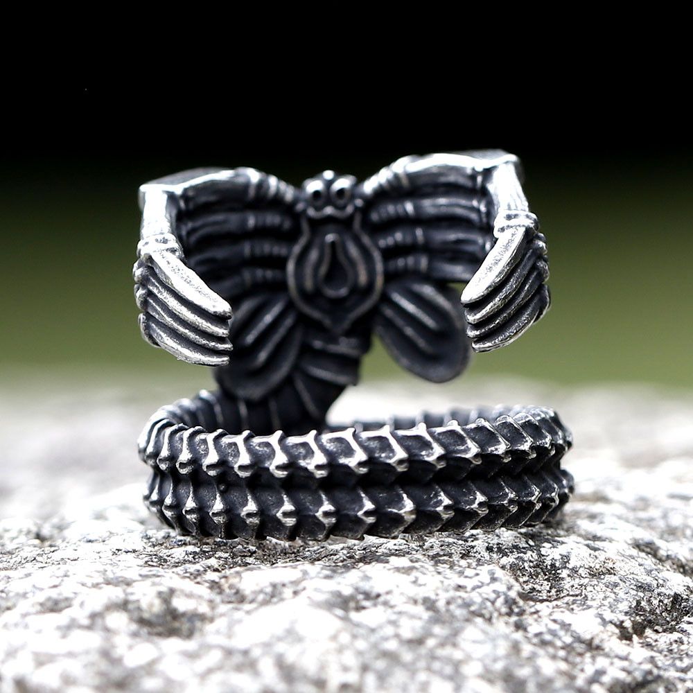 Vintage SIZE 10 316L Stainless Steel Alien Ring Size ONE SIZE - 6 Thumbnail