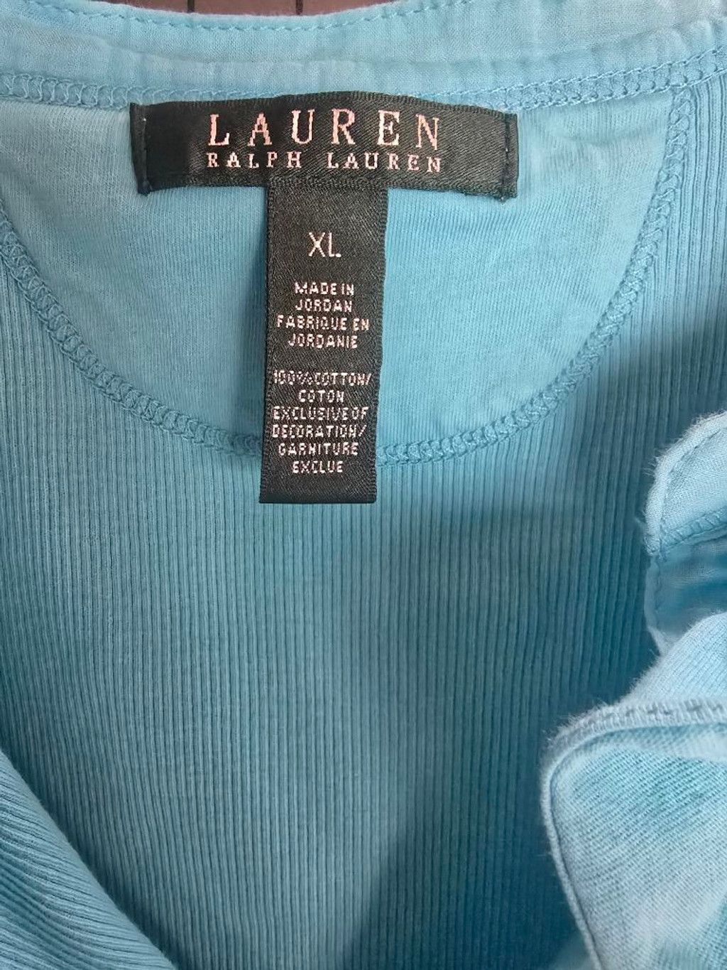 Lauren Ralph Lauren Women's Lauren Ralph Lauren Blue Ruffled Ribbed Tank Top XL Size XL / US 12-14 / IT 48-50 - 5 Thumbnail