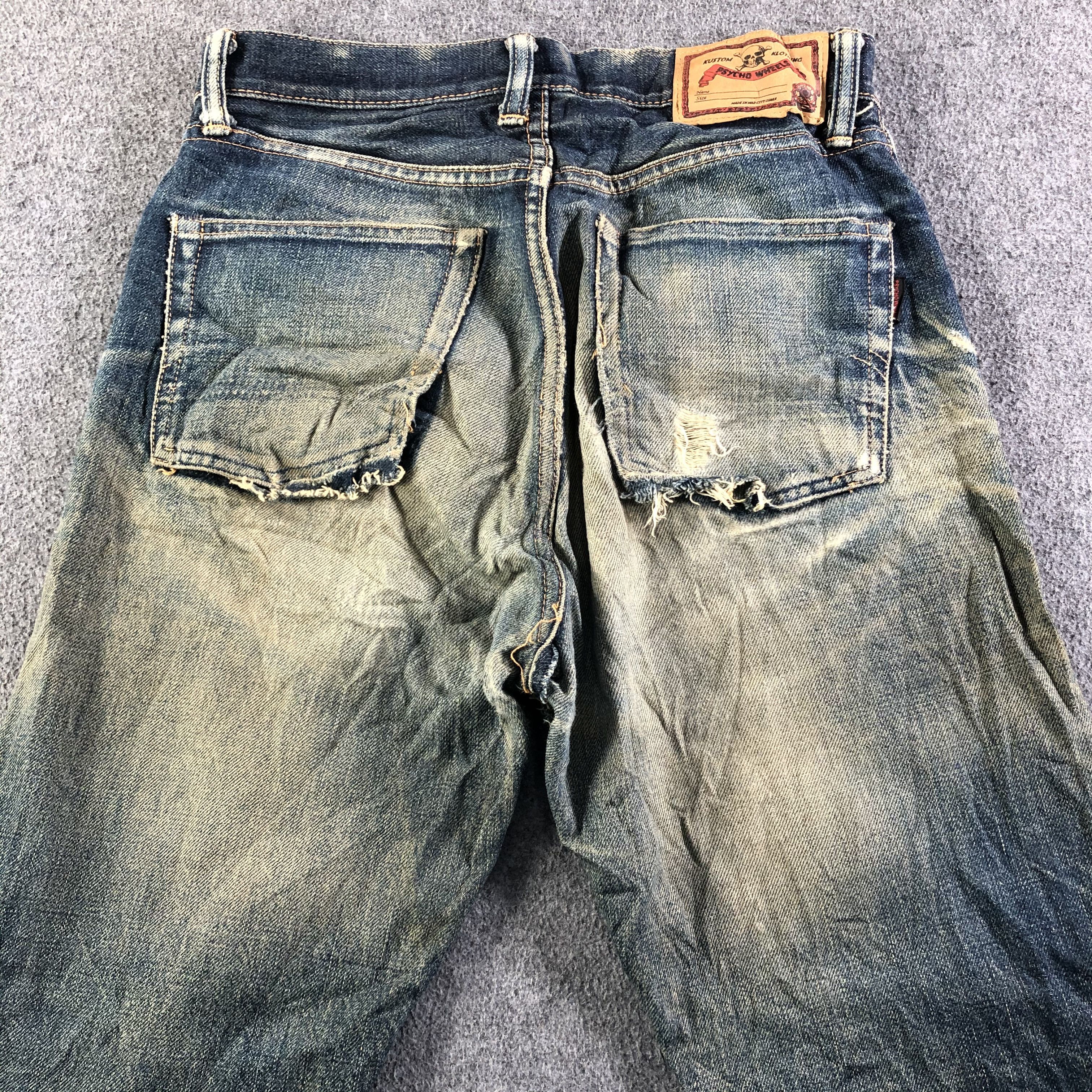 Japanese Brand Vintage Psycho Wheels Selvedge Jeans-J3784 Size US 29 - 4 Thumbnail