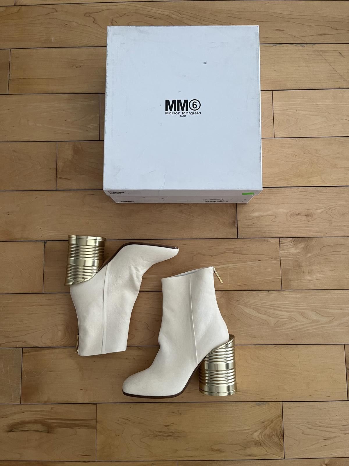 Nwb - Mm6 Maison Margiela Metal Can Heel Shoes Boots in Brown, Women's (Size 5)