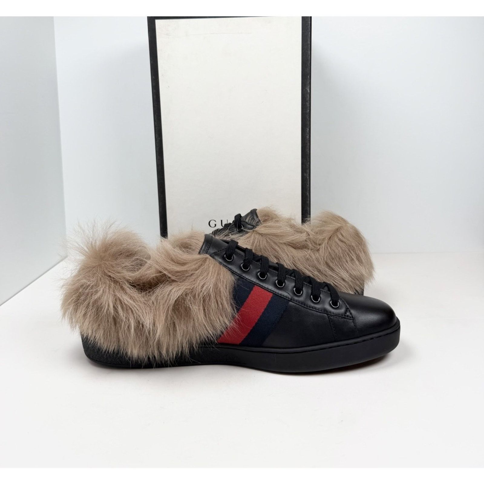 Gucci Size 11US - Gucci Ace Web Embroidered Fur/Leather NEW Size US 11 / EU 44 - 5 Thumbnail