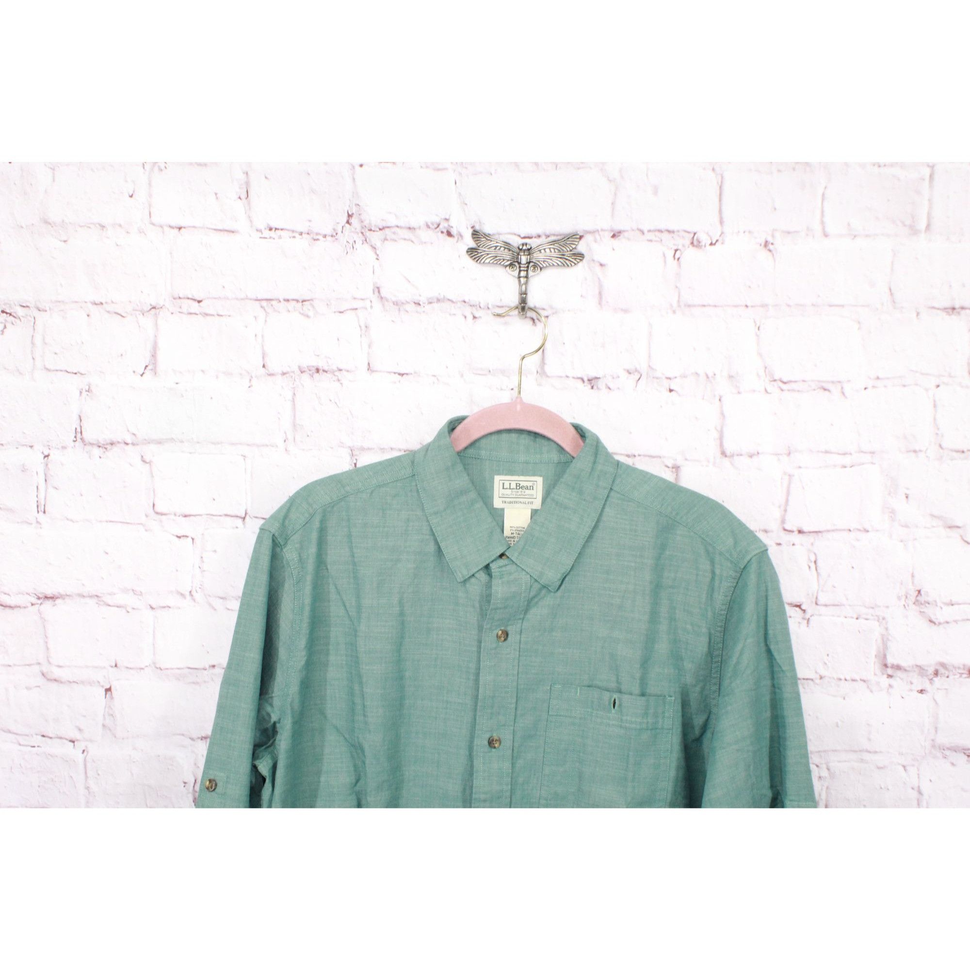 L.L. Bean LL Bean Green Button-Up Shirt M Tall Traditional Fit Size US M / EU 48-50 / 2 - 2 Thumbnail