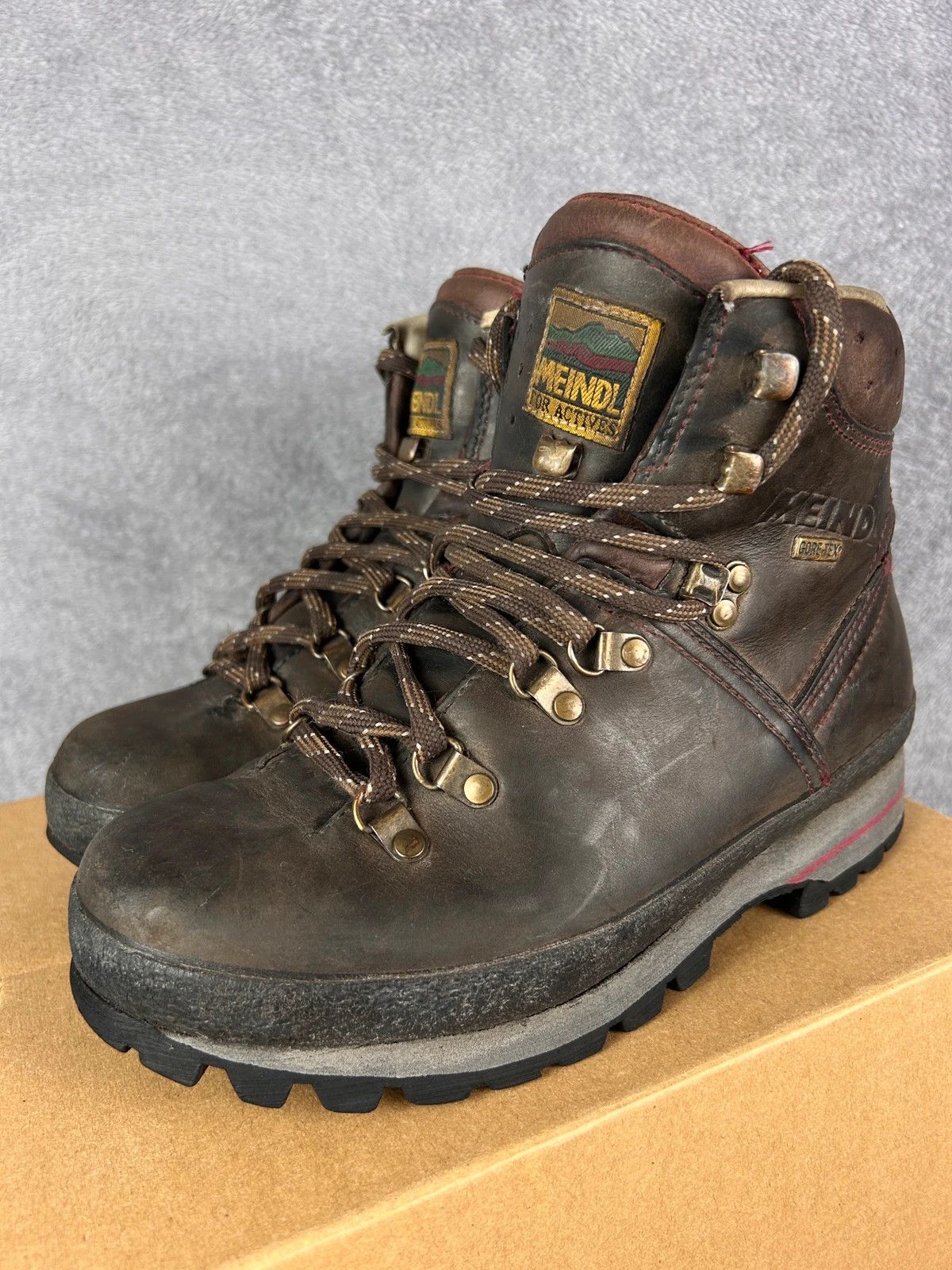 Designer Meindl Gore-Tex leather hiking boots brown Size US 7 / IT 37 - 1 Thumbnail