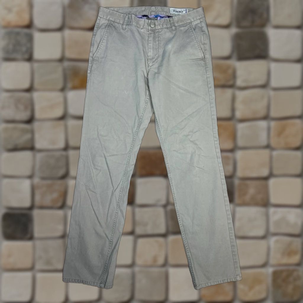 Bonobos Bonobos Slim Chino Pants Mens 32 Gray Cotton Low Rise Flat Front Straight Size US 32 / EU 48 - 1 Thumbnail