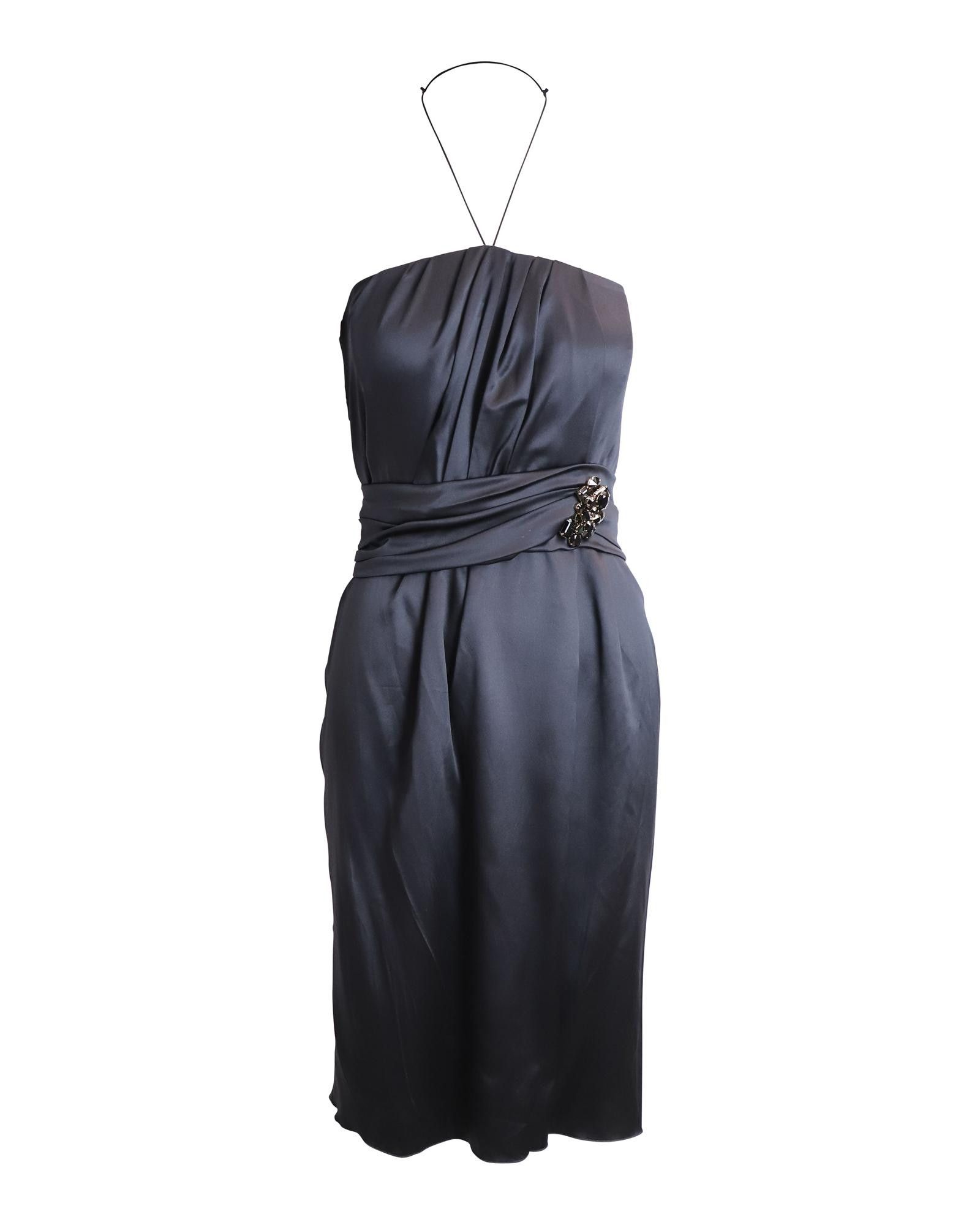 image of Dolce Gabbana Jewel Embellished Black Silk Dress, Women's (Size Medium)