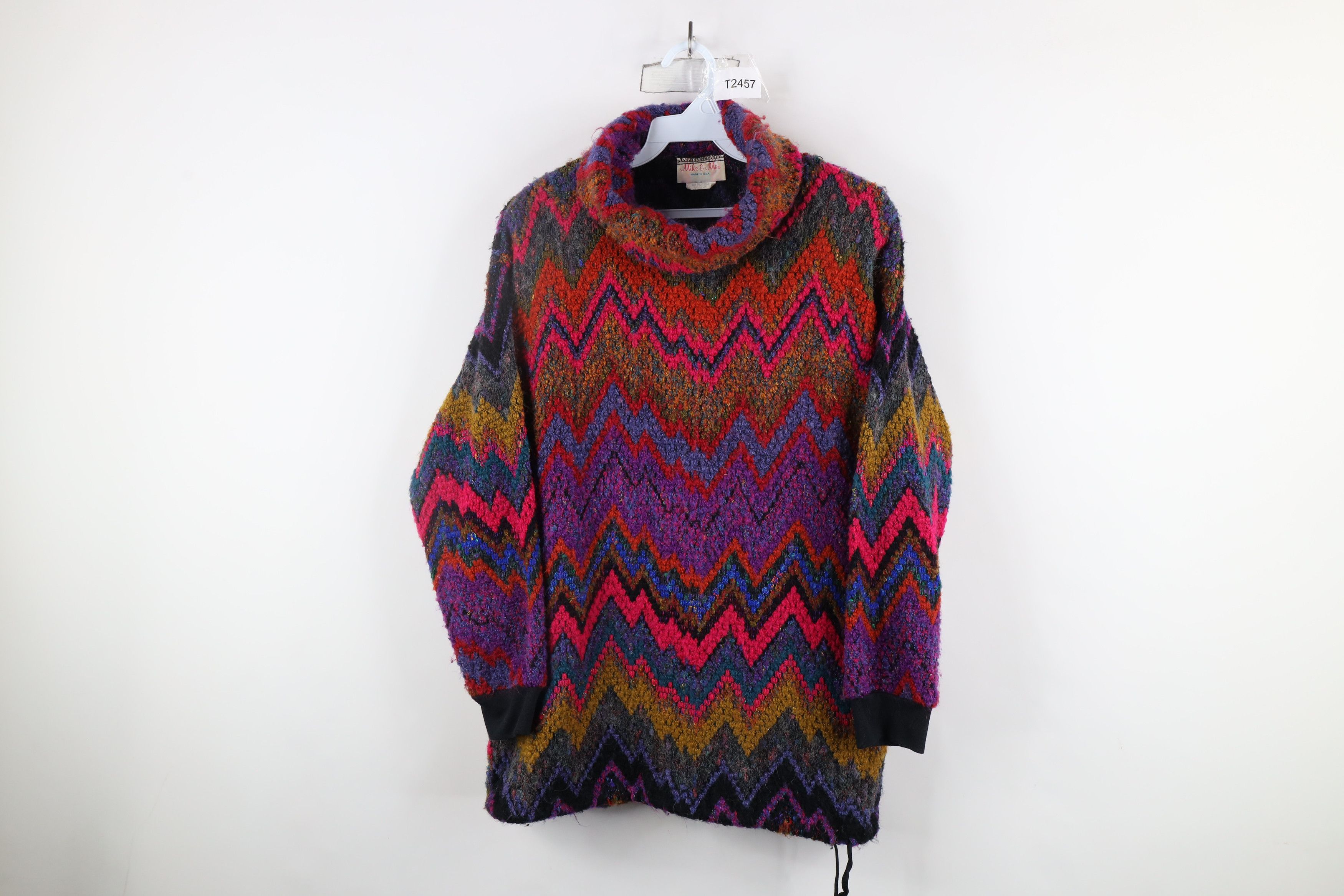 Vintage Vintage 90s Streetwear Zig Zag Turtleneck Sweater USA Size M / US 6-8 / IT 42-44 - 1 Thumbnail