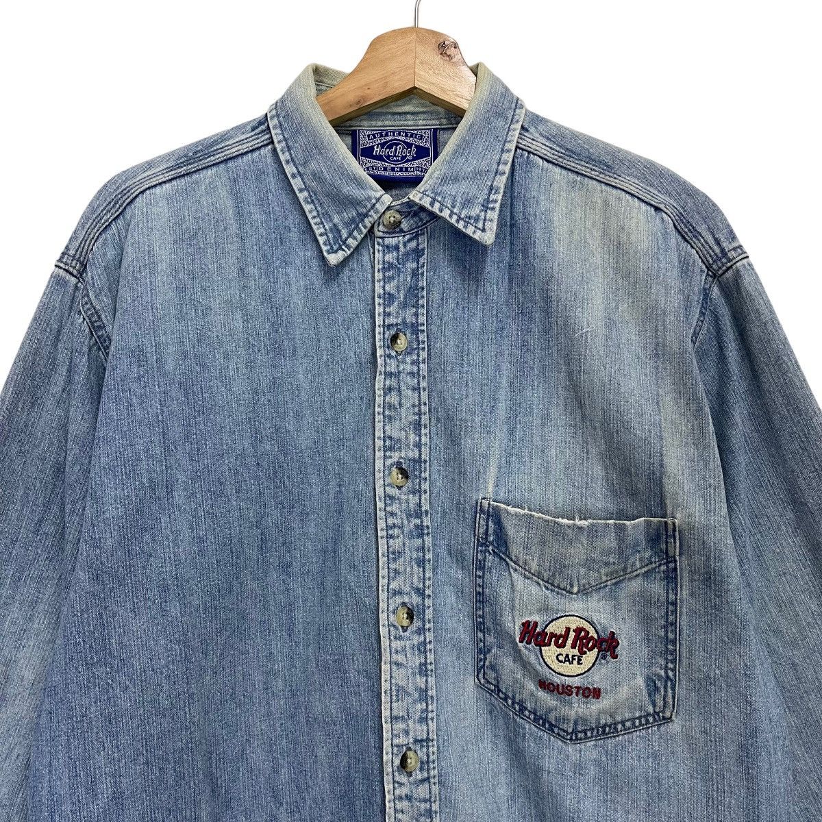 Hard Rock Cafe DISTRESSED!! Hard Rock Cafe Houston Jeans Shirt Size US M / EU 48-50 / 2 - 2 Thumbnail