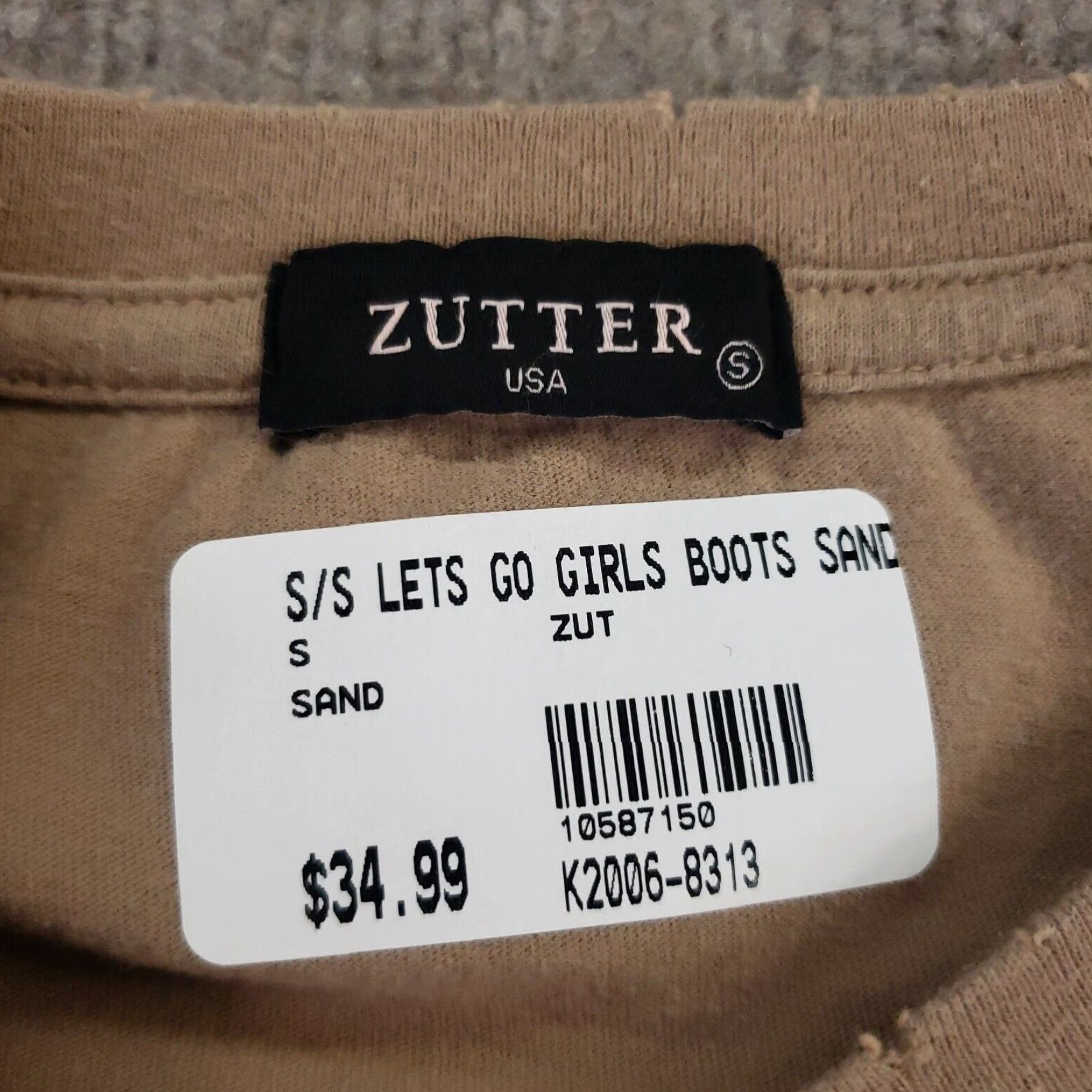 Vintage Zutter Crop Top Shirt Womens S Brown Western Short Sleeve Crew Neck T-Shirt Size S / US 4 / IT 40 - 6 Thumbnail