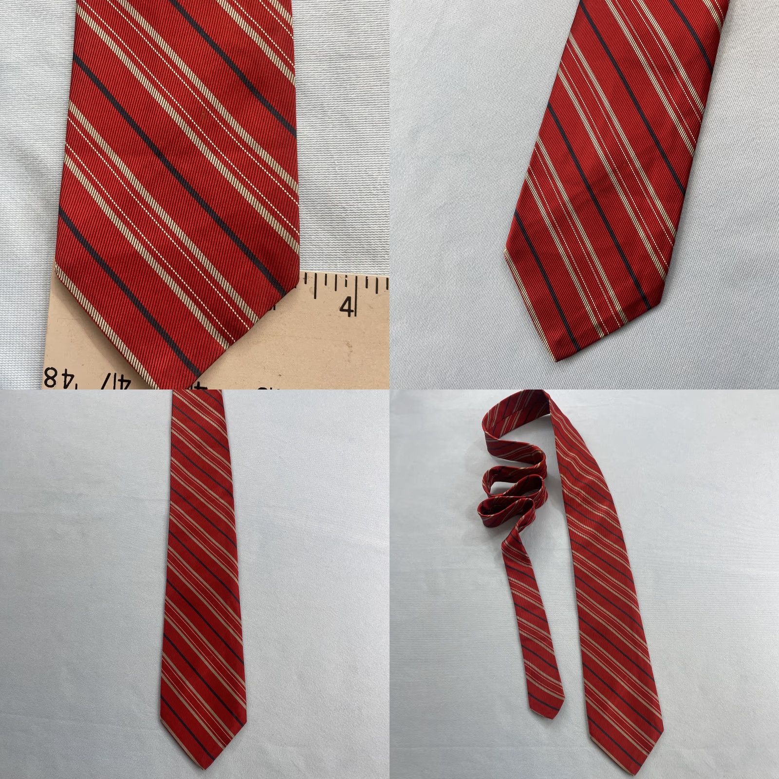 Robert Talbott VINTAGE Robert Talbott Bulluck's Wilshire Silk Repp Tie Red Striped Gray Blue 3.2x56 Neckwear/Necktie Mens Silk Tie Size ONE SIZE - 8 Thumbnail