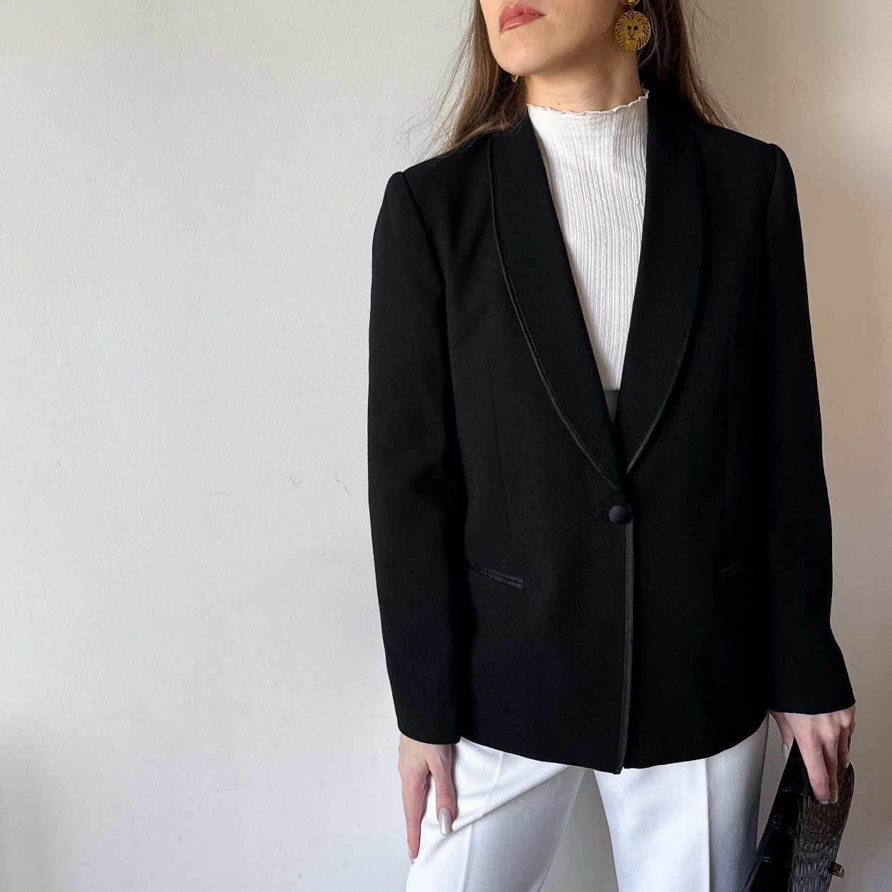 Vintage French Motys vintage wool black blazer tuxedo Paris M Size M / US 6-8 / IT 42-44 - 3 Thumbnail