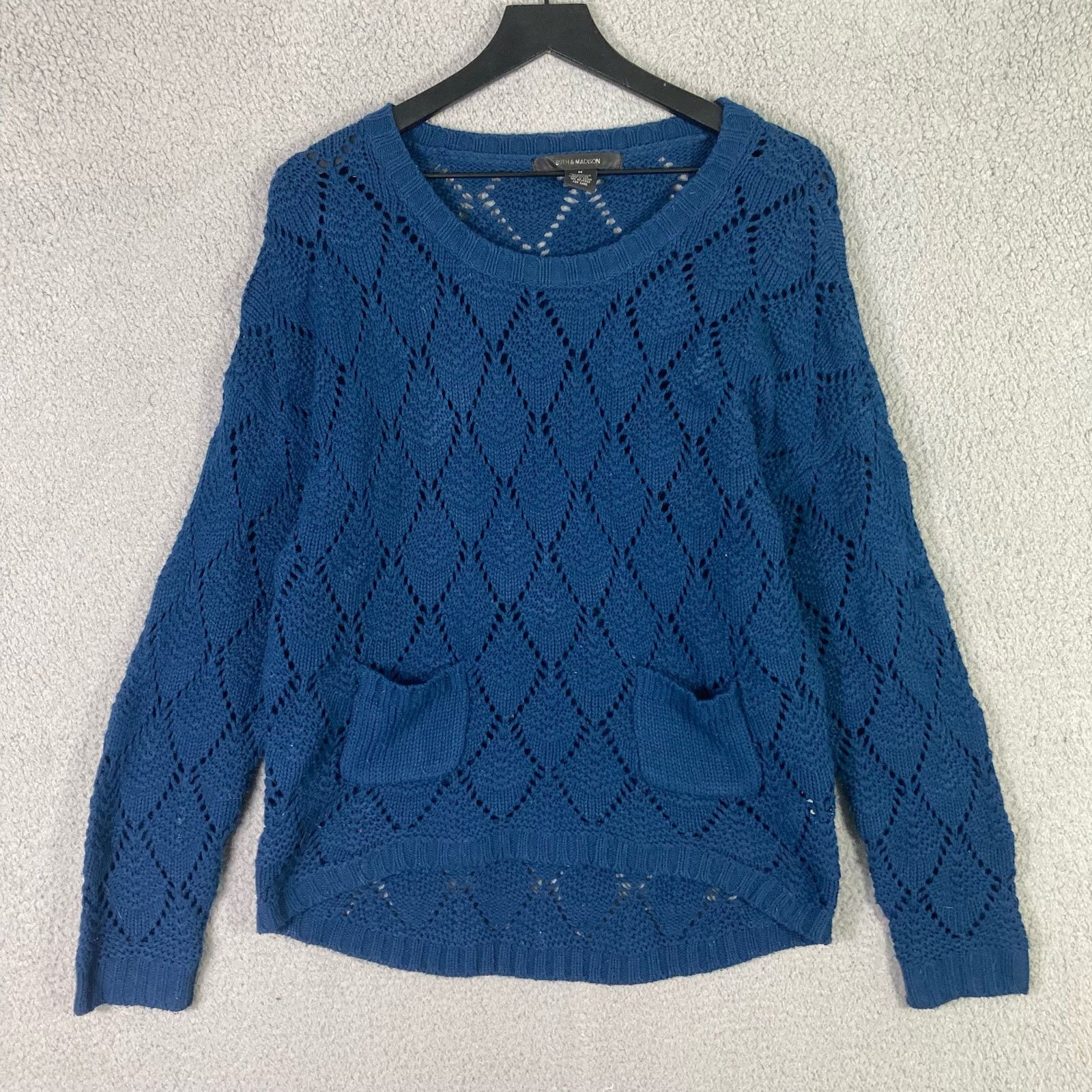Other 89th & Madison Women's Blue Crochet Knit Sweater Size M Size M / US 6-8 / IT 42-44 - 3 Thumbnail