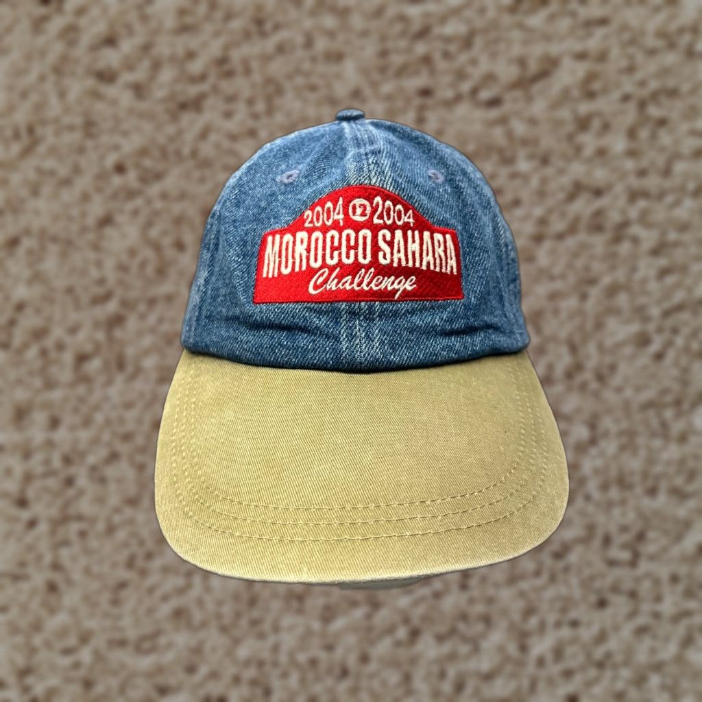 Vintage Falcon Headwear Morocco Sahara Challenge 2004 Hat Cap Strap Back Adult OS Blue Denim Look Cotton Baseball Cap Unisex Adults OS Men Women Mens Womens Size ONE SIZE - 1 Thumbnail