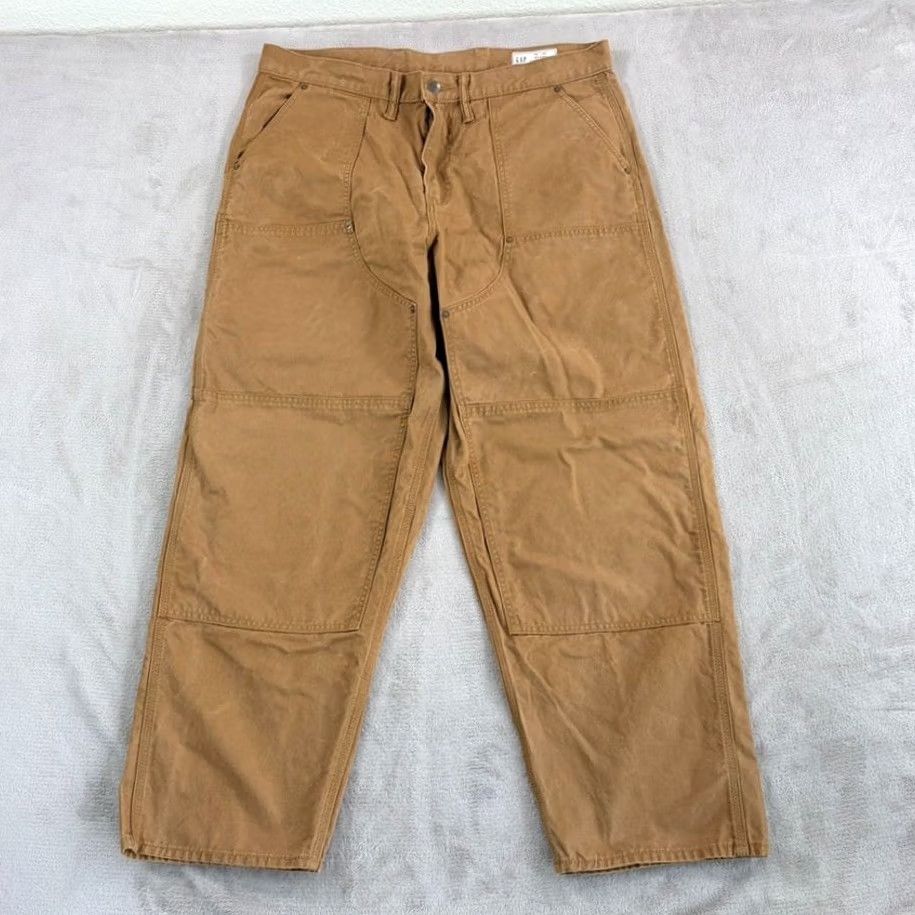 Gap Gap Utility Baggy Jeans Canvas Double-Knee Khaki Brown Men 38x29 (Tag 36x30) Size US 38 / EU 54 - 2 Thumbnail