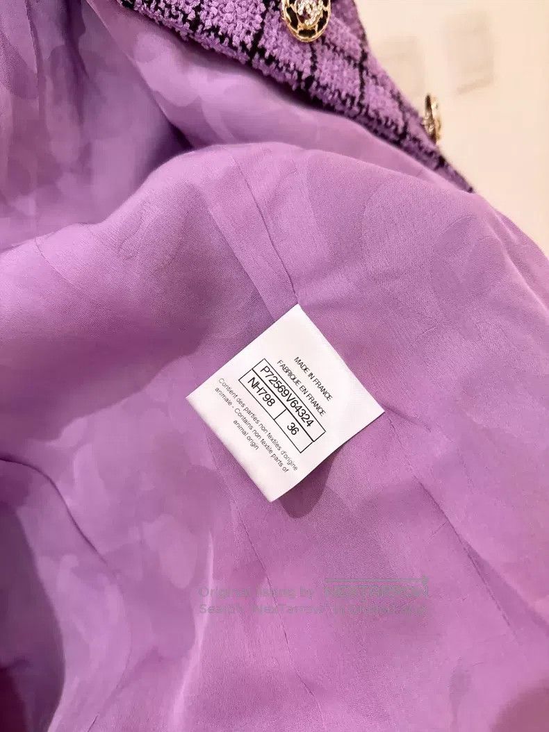 Chanel Chanel Purple plaid tweed coat Size XS / US 0-2 / IT 36-38 - 8 Thumbnail