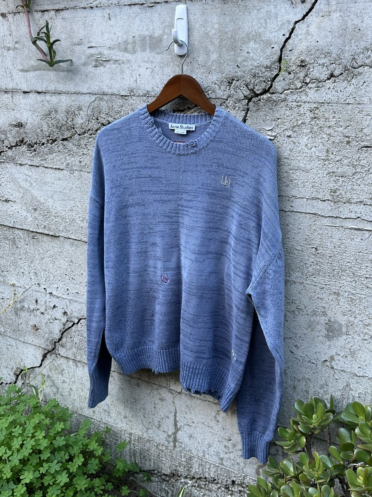 Acne Studios RARE GRAIL Acne Studios sun washed peace embroidered knit Size US XL / EU 56 / 4 - 1 Thumbnail