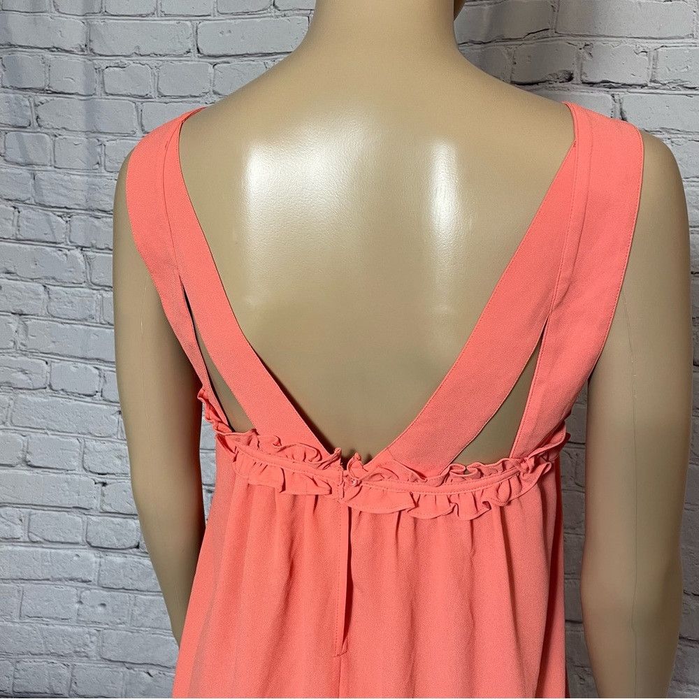 Ann Taylor New Ann Taylor Orange Ruffle Trim Tank Top Blouse Size L Size L / US 10 / IT 46 - 7 Thumbnail
