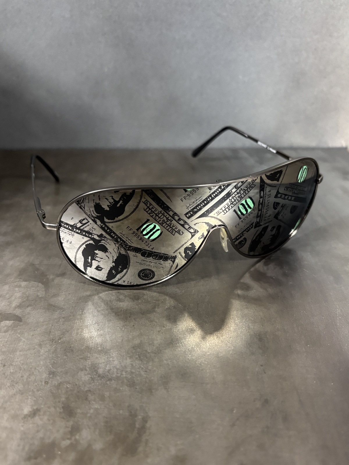 Vintage Y2K Cash Money Print Sunglasses $100 Dollar Aviator Novelty Size ONE SIZE - 19 Thumbnail