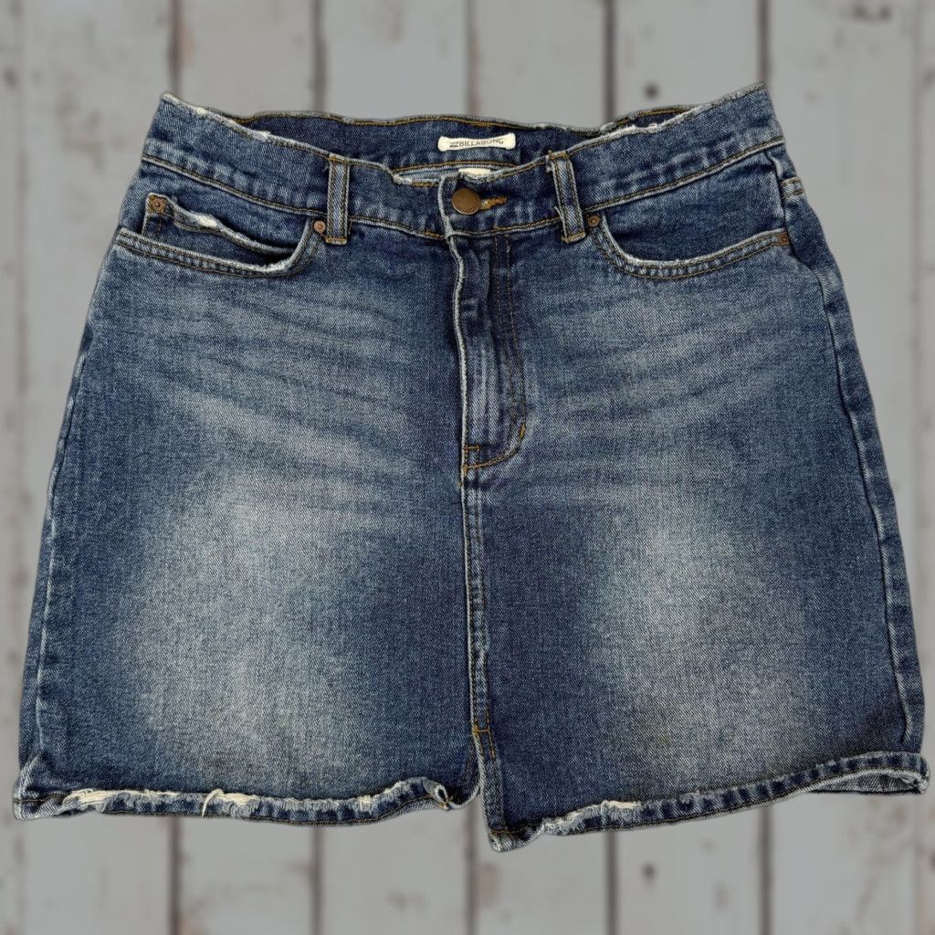Billabong VINTAGE Billabong Denim Skirt Womens Large Blue Distressed Raw Hem Mini Jeans Casual Size 36" / US 14 / IT 50 - 1 Thumbnail
