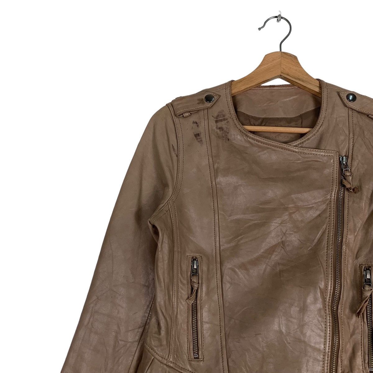 Paul & Joe PAUL & JOE Brown Leather Jacket #0370-C17 Size S / US 4 / IT 40 - 3 Thumbnail