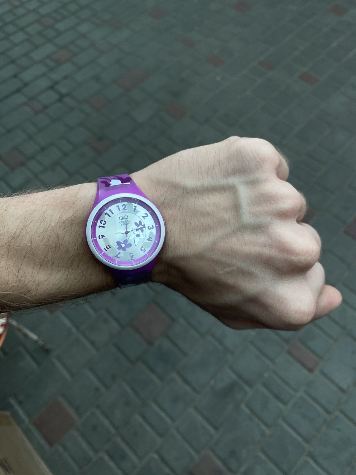 Japanese Brand Q&Q Purple Floral Womens Watch Size ONE SIZE - 1 Thumbnail