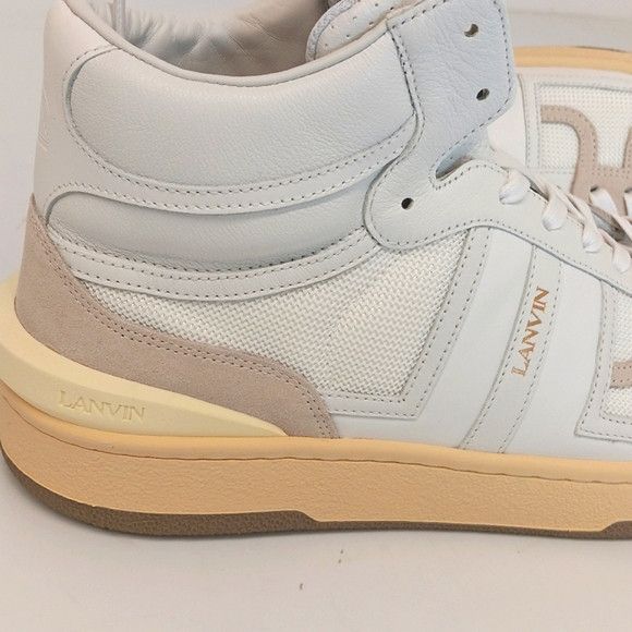 Lanvin Lanvin Curb Tennis Leather & Mesh Hi Top Sneakers -EU45 Size US 12 / EU 45 - 9 Thumbnail