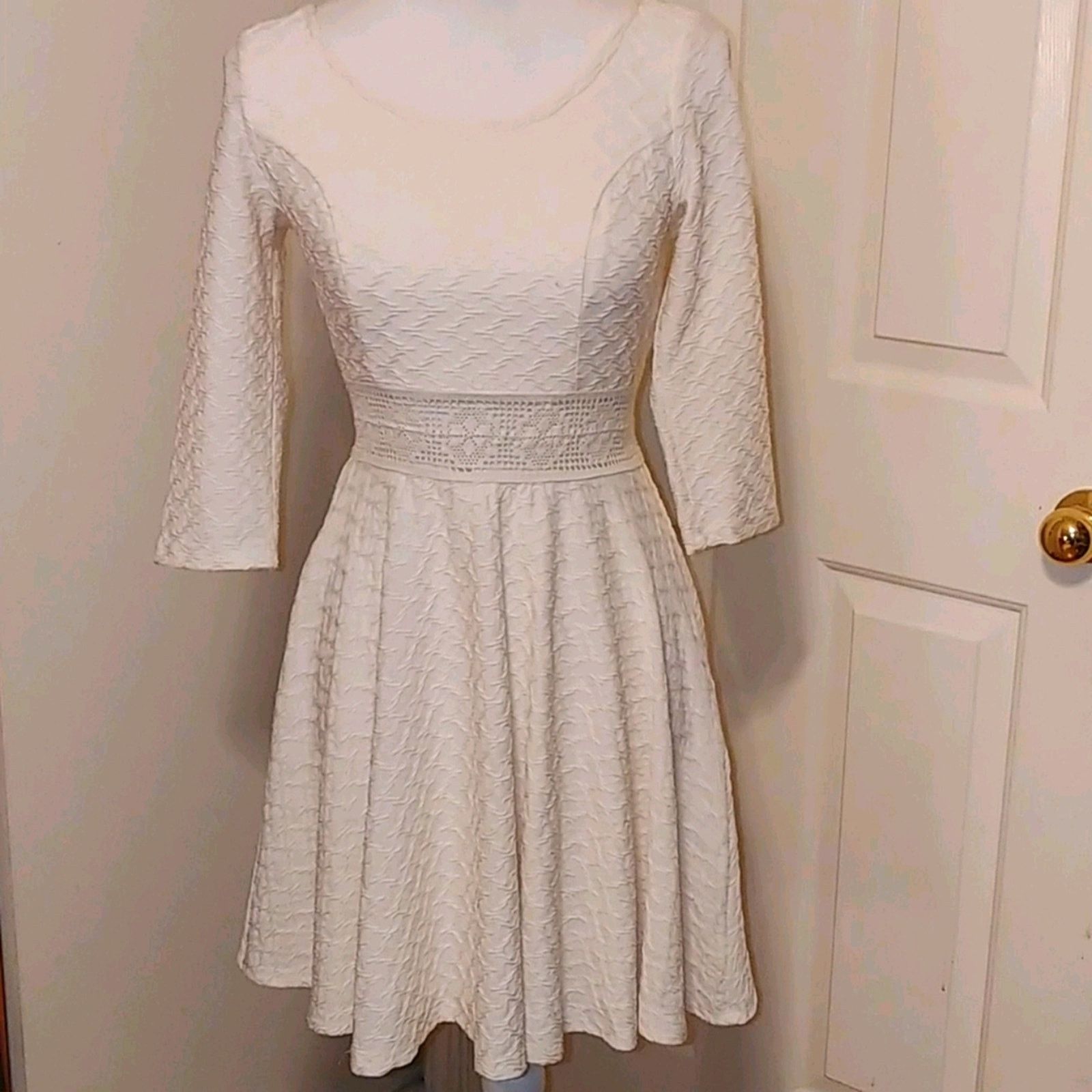 American Rag American Rag Dress Crochet Textured White Size S / US 4 / IT 40 - 2 Thumbnail