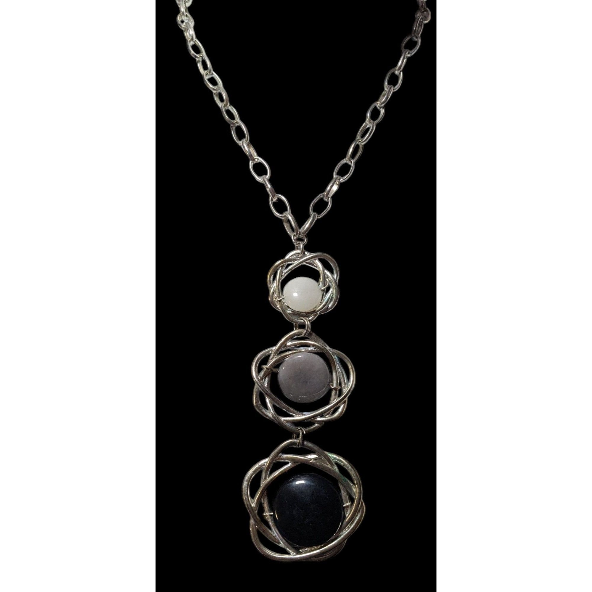 Other Graduating Grey Scale Gemstone Knot Pendant Necklace Size ONE SIZE - 2 Thumbnail