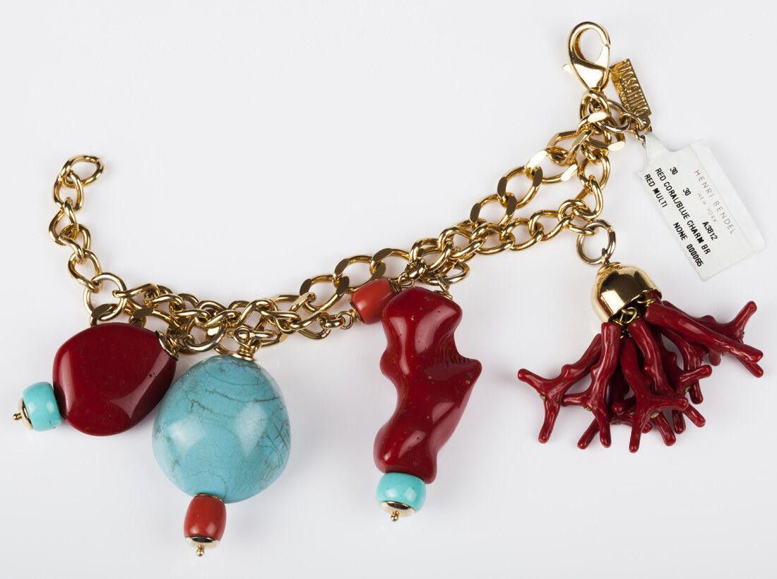 Moschino Moschino Faux Turquoise and Red Coral Charm Bracelet Size ONE SIZE - 3 Thumbnail