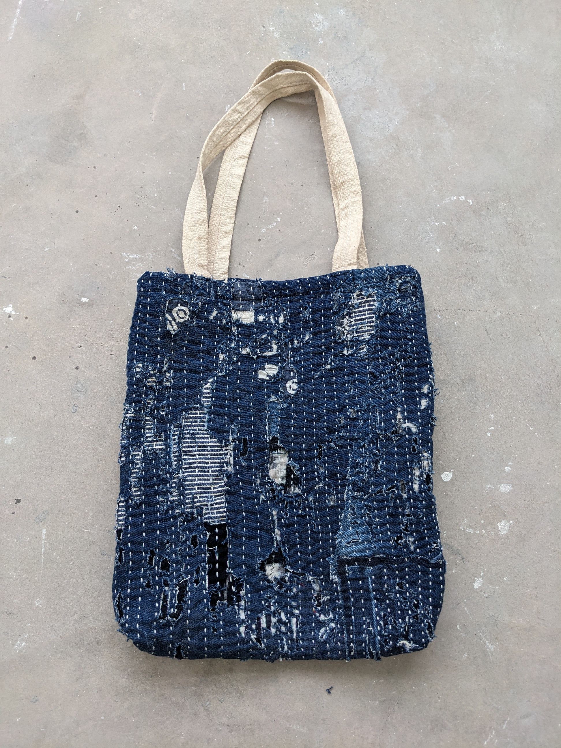 Art Comes First × Bag × Japanese Brand Denim Tote Bag Boro Sashiko 
