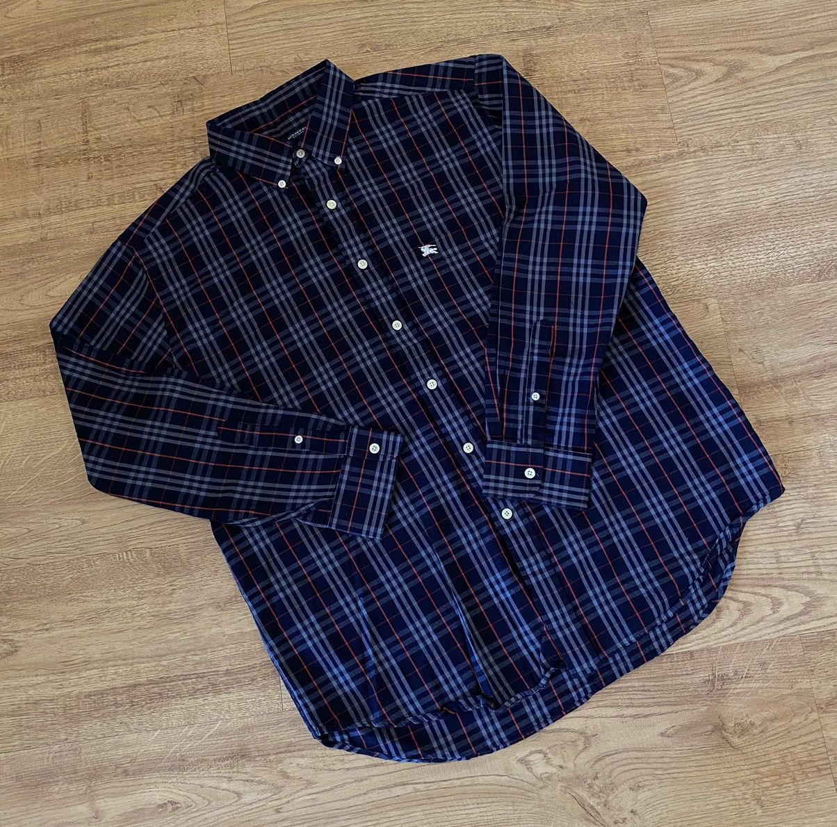 Burberry Burberry Nova Check Navy Shirt x Vintage x Luxury Size US L / EU 52-54 / 3 - 2 Thumbnail