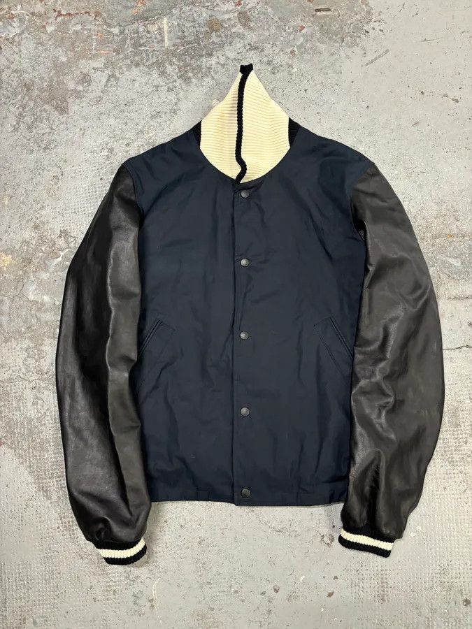 Gucci FW2010 Gucci Leather Black & Navy Varsity Bomber Jacket by Frida Giannini Size US L / EU 52-54 / 3 - 5 Thumbnail
