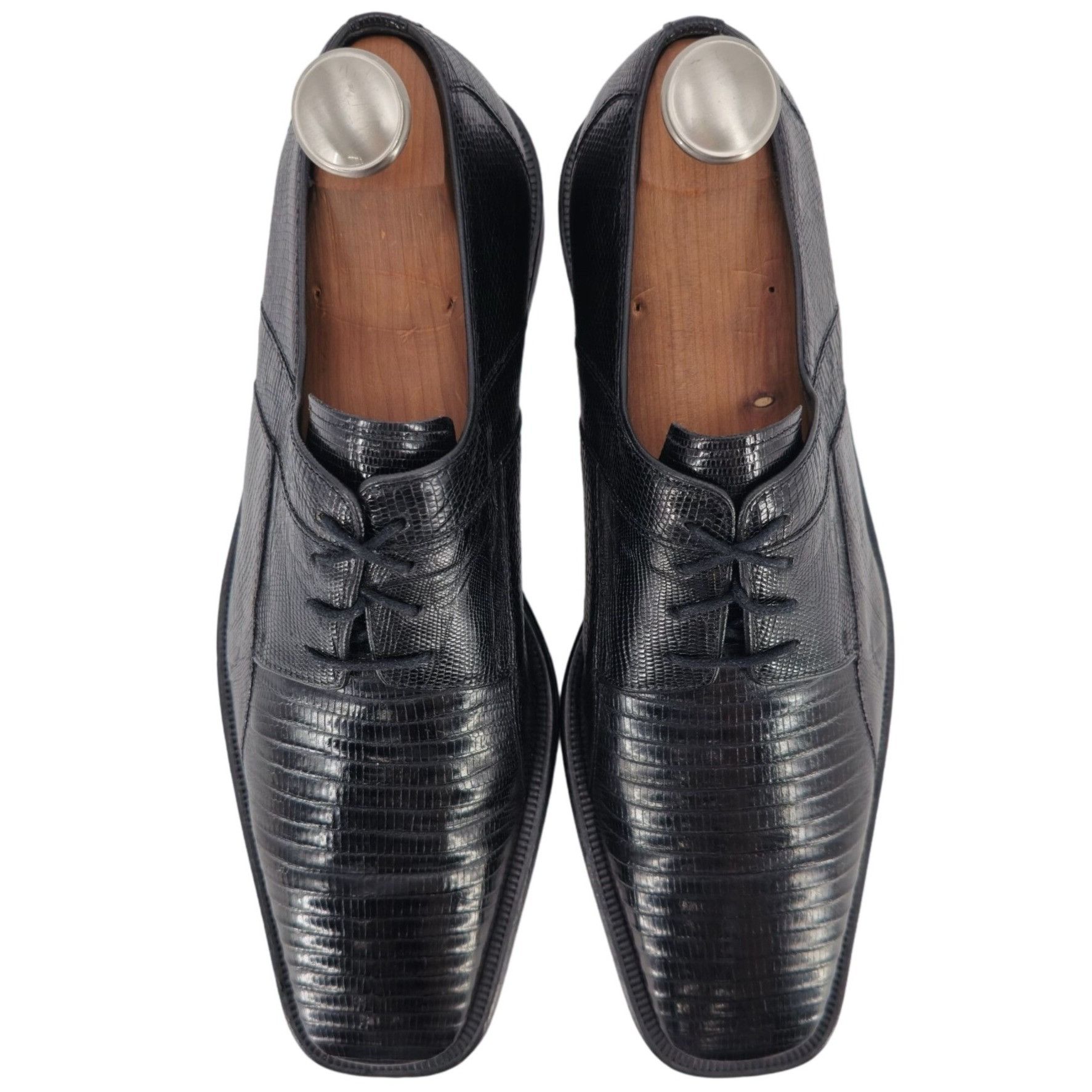David Eden Vintage David Eden Exotic Teju Lizard Black Dress Shoes Mens Size US 10.5 / EU 43-44 - 10 Thumbnail