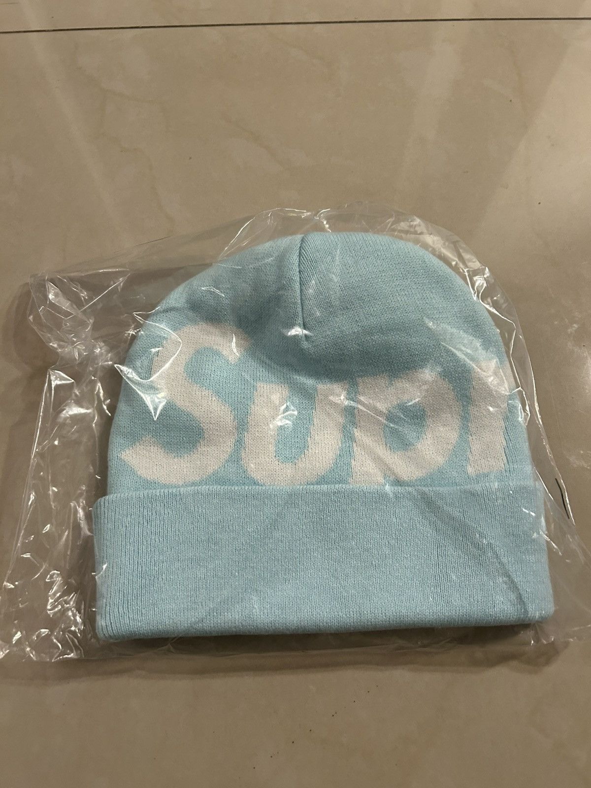 Supreme Big Logo Beanie Light Blue