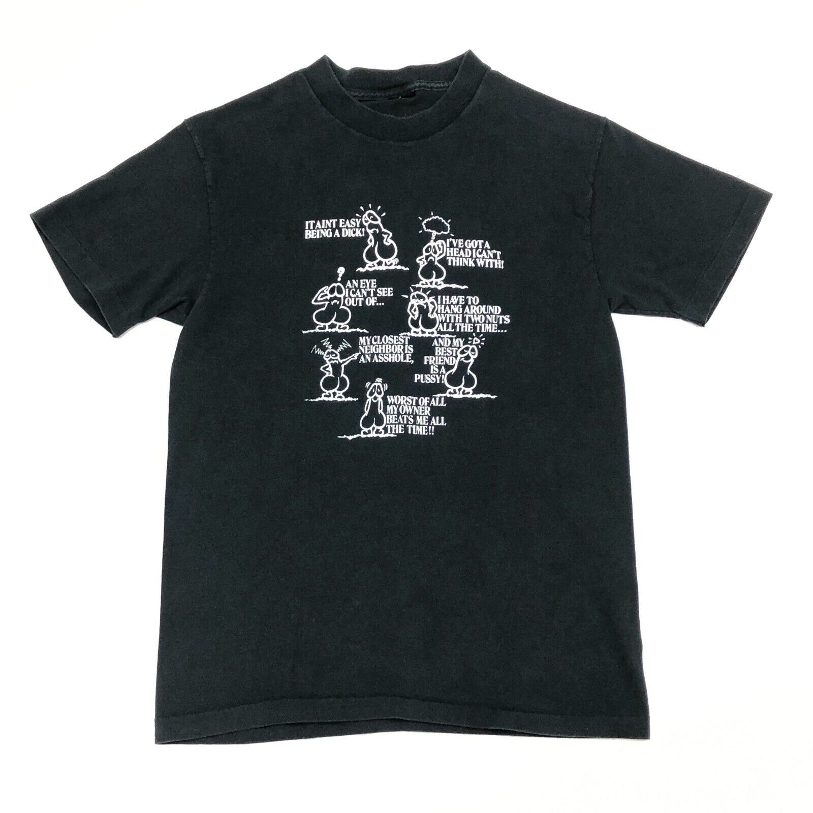 Vintage Vintage 90s It Aint Easy Being A Dick Funny Tee Black Small Size US S / EU 44-46 / 1 - 1 Thumbnail