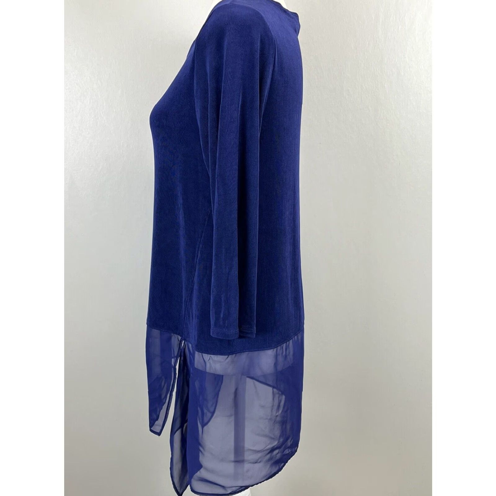 Vintage Chicos Travelers Collection Blue Tunic Top Womens Medium Blue Acetate Blend Pullover Size M / US 6-8 / IT 42-44 - 2 Thumbnail