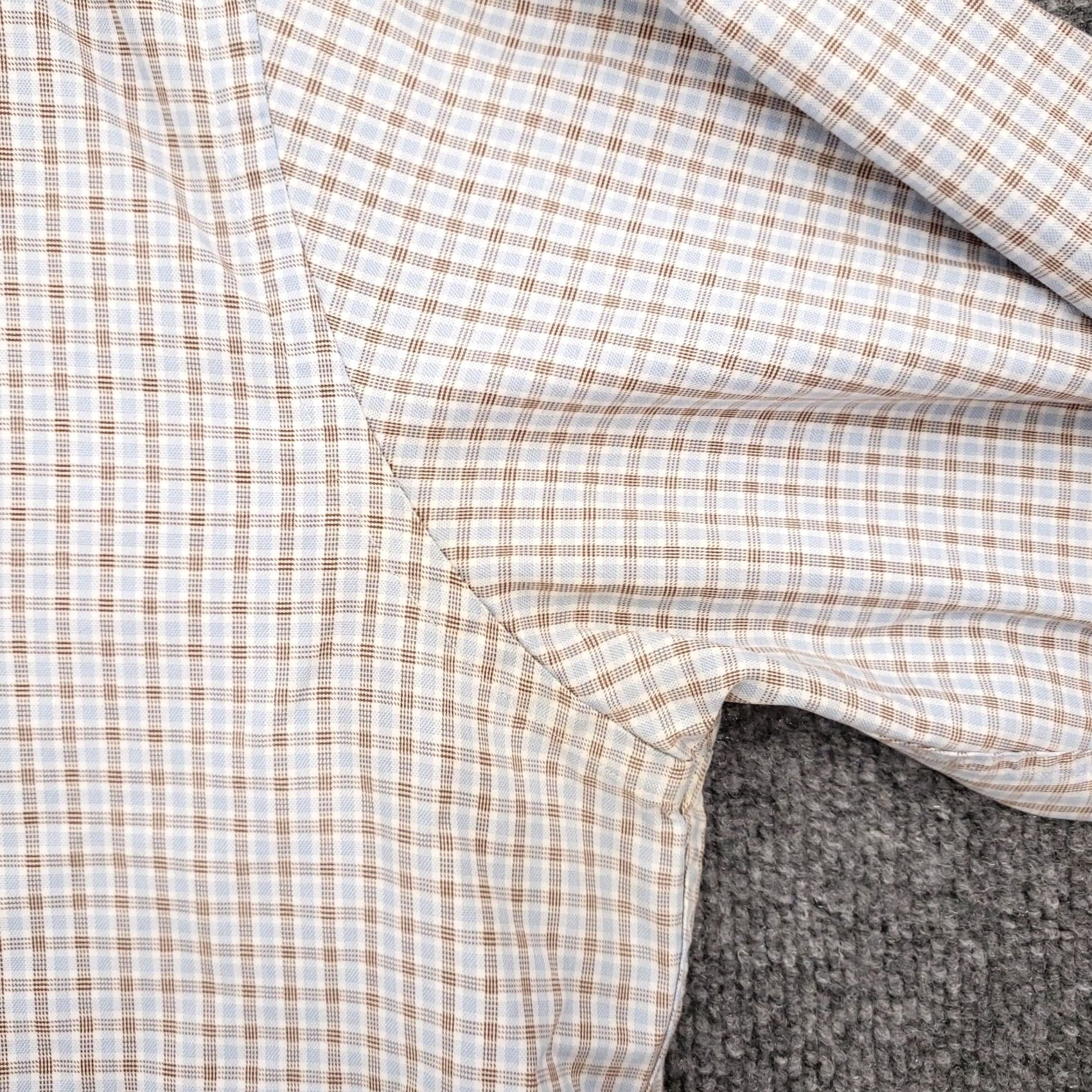 David Donahue David Donahue Dress Shirt Mens 17 34 36 Beige Button Up Long Sleeve Cotton Plaid Shirt Size 46R - 7 Thumbnail