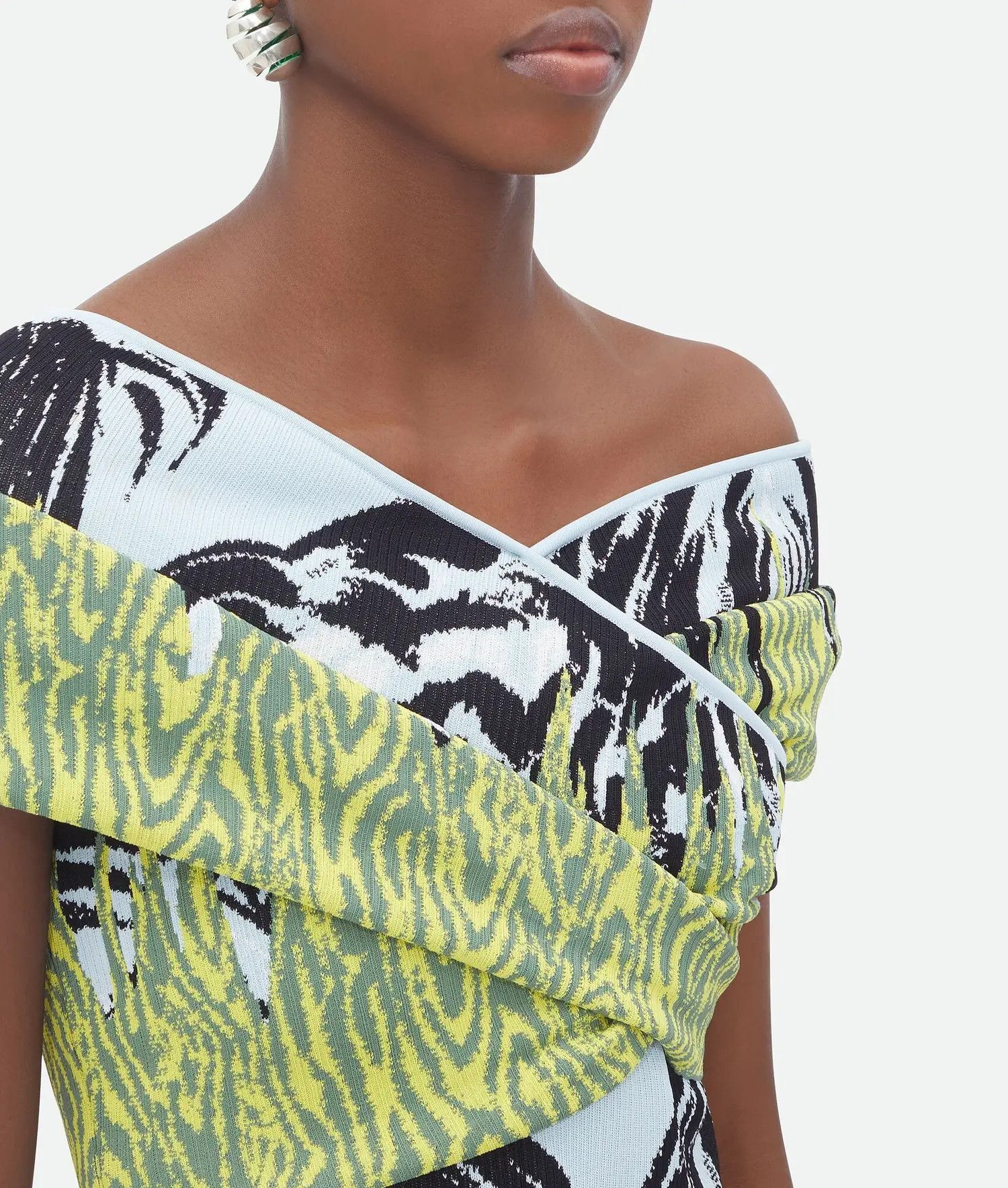 Bottega Veneta o1n1vont0325 Graphic Viscose Jacquard Top Dress Multicolor Size XS / US 0-2 / IT 36-38 - 4 Thumbnail